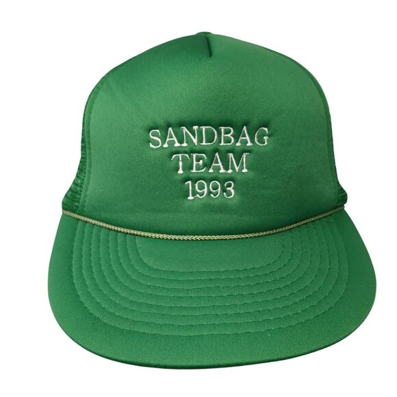 Sandbag Team 1993 Snapback Rope Trucker Hat Green One Size Mesh Back - Picture 1 of 9